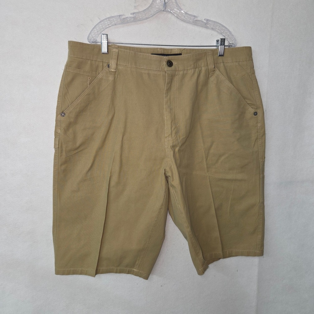 Sean‎ John Men's Khaki Canvas Cargo Shorts Size 40 100% Cotton Work Casual Flaw